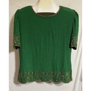 top blouse vintage shoulder pads square dance Rodeo Embellished sequin beaded O